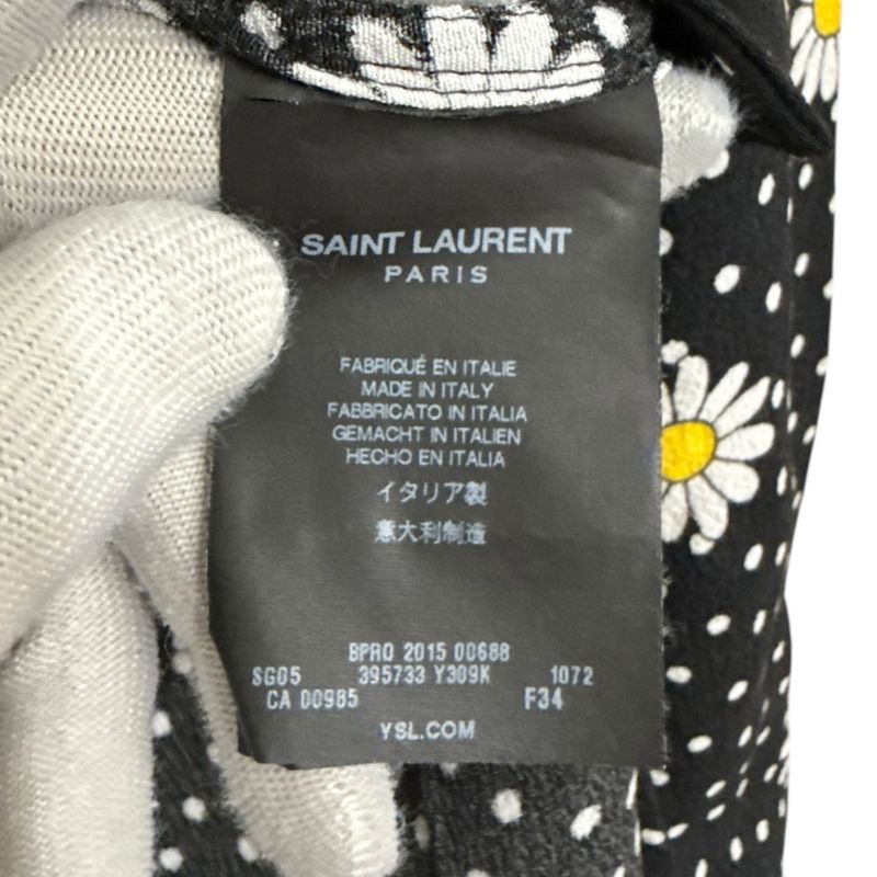 Saint Laurent Paris Eddy Period Long Sleeve Flower Dot Pattern Shirt Size 34
