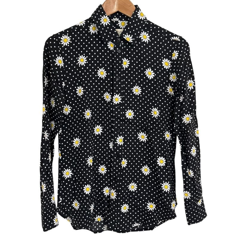 Saint Laurent Paris Eddy Period Long Sleeve Flower Dot Pattern Shirt Size 34
