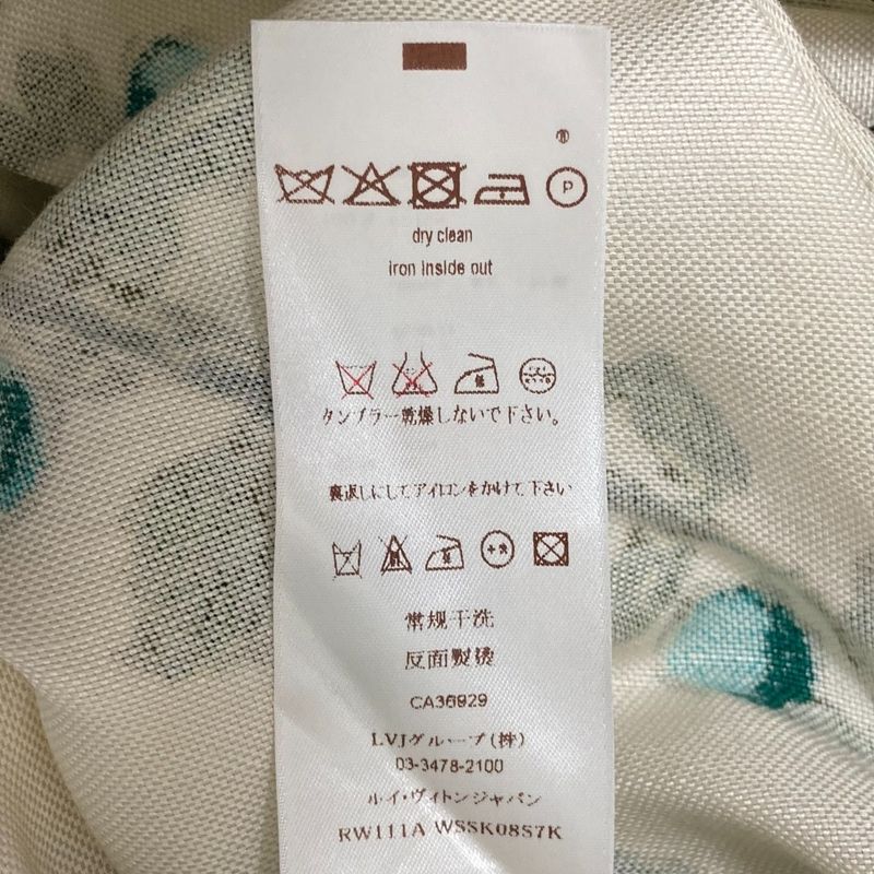 Louis Vuitton Linen Silk Print Knee-Length Skirt 38 White and Blue Ladies Used