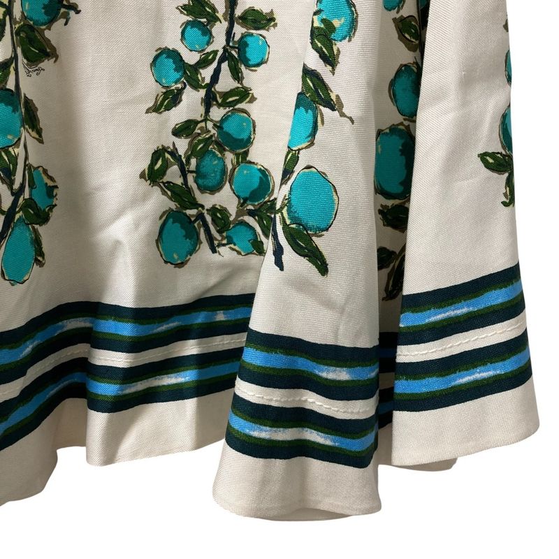 Louis Vuitton Linen Silk Print Knee-Length Skirt 38 White and Blue Ladies Used
