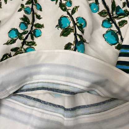 Louis Vuitton Linen Silk Print Knee-Length Skirt 38 White and Blue Ladies Used