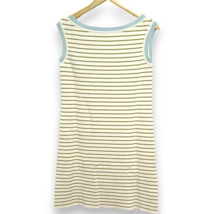 Prada Striped Knit Sleeveless Knee Length Mini Dress Size 42 Ivory X Green