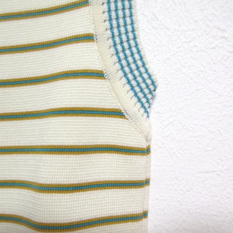 Prada Striped Knit Sleeveless Knee Length Mini Dress Size 42 Ivory X Green