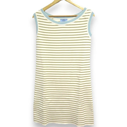 Prada Striped Knit Sleeveless Knee Length Mini Dress Size 42 Ivory X Green