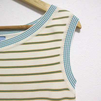 Prada Striped Knit Sleeveless Knee Length Mini Dress Size 42 Ivory X Green