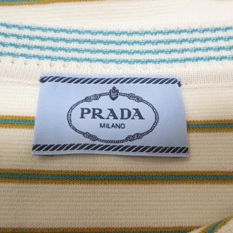 Prada Striped Knit Sleeveless Knee Length Mini Dress Size 42 Ivory X Green