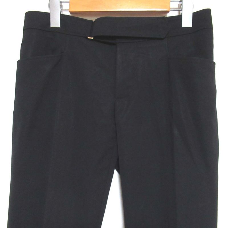 Gucci Tom Ford Period Belted Flared Slacks Pants 121956 Size 40 Black Women's