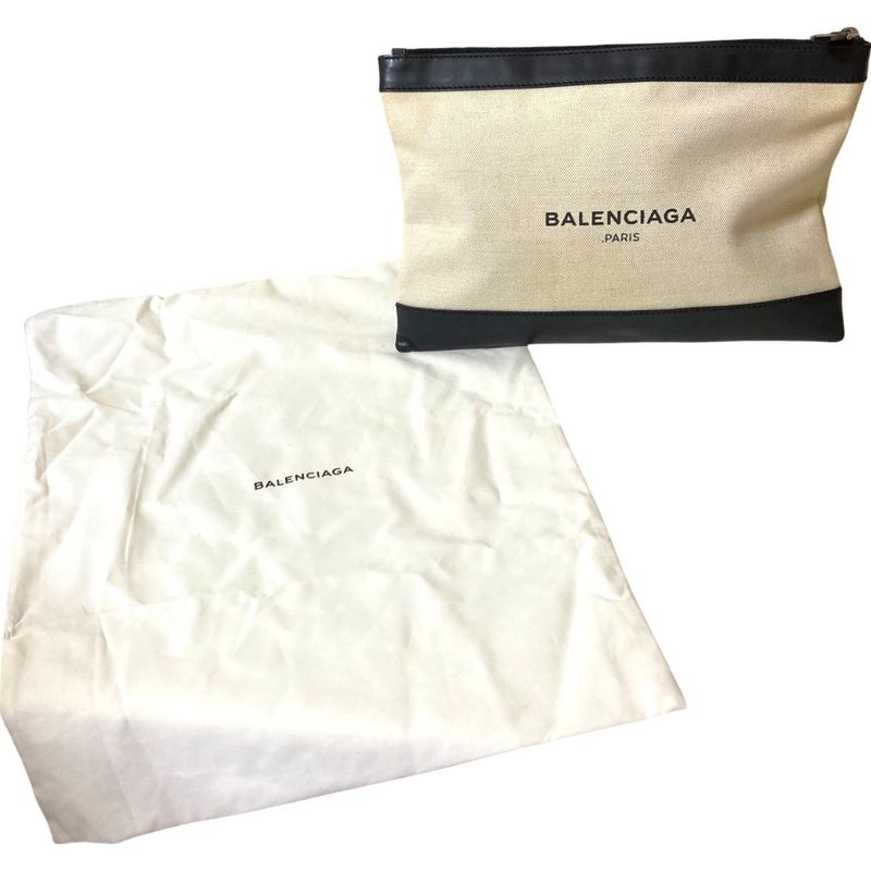 Good Balenciaga Clutch Bag Black and Natural Men Women Used