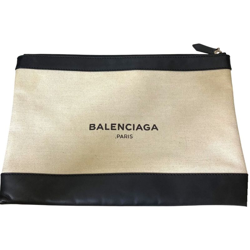 Good Balenciaga Clutch Bag Black and Natural Men Women Used