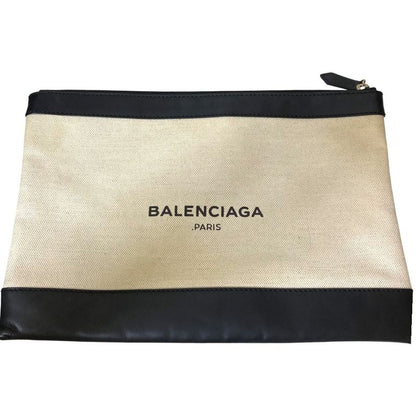 Good Balenciaga Clutch Bag Black and Natural Men Women Used