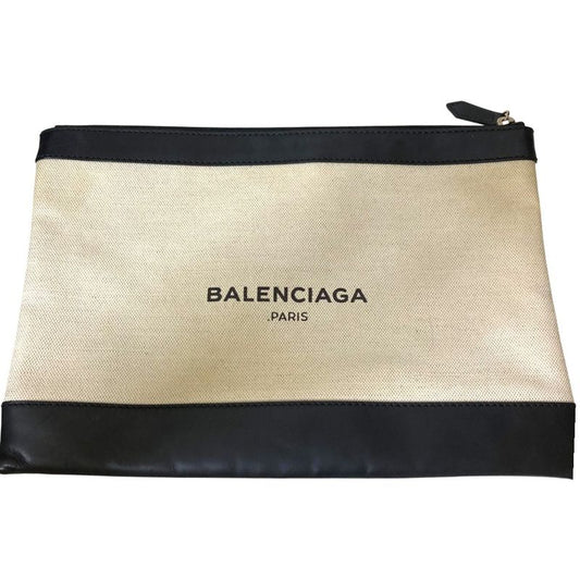 Good Balenciaga Clutch Bag Black and Natural Men Women Used