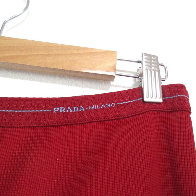 Prada Hem Zip Knit Pants Size 46 Red Women's Used