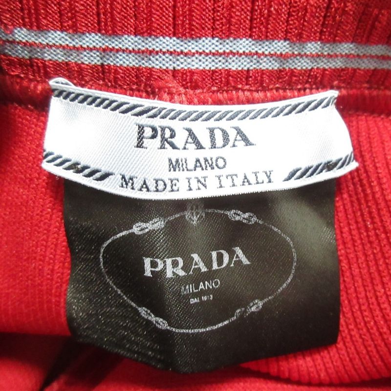 Prada Hem Zip Knit Pants Size 46 Red Women's Used