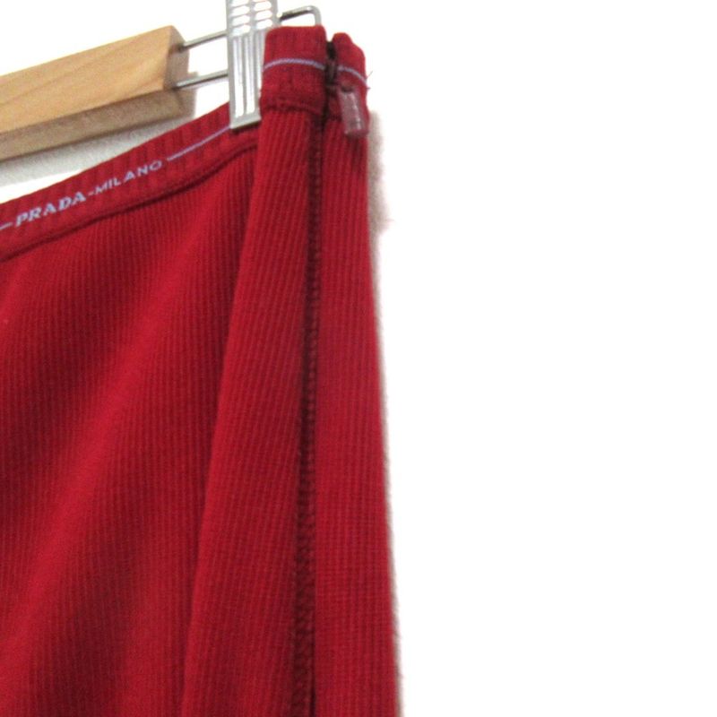 Prada Hem Zip Knit Pants Size 46 Red Women's Used