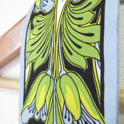 Good Prada Printed Silk Slim Scarf 1ff008 Light Blue Women Used