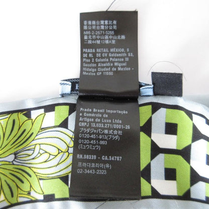 Good Prada Printed Silk Slim Scarf 1ff008 Light Blue Women Used