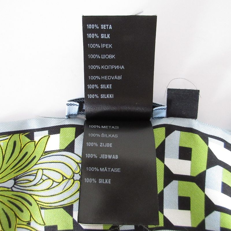 Good Prada Printed Silk Slim Scarf 1ff008 Light Blue Women Used