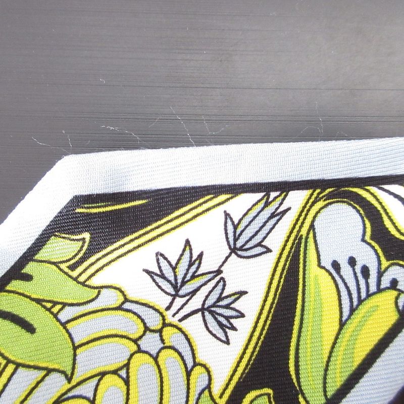 Good Prada Printed Silk Slim Scarf 1ff008 Light Blue Women Used