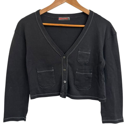 Good Prada Sport Short Length Cardigan Size S Charcoal Gray Women Used