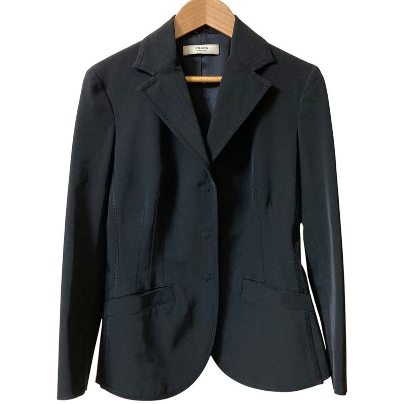 Prada Snap Button Tailored Jacket Size 38 Black Ladies Used