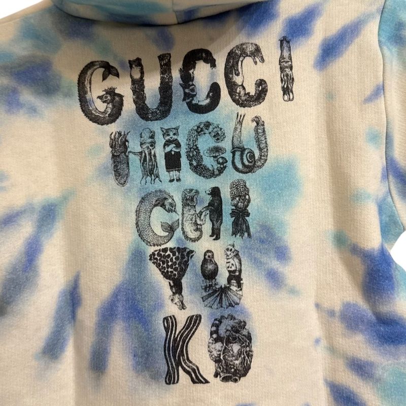 Unused Gucci Yuko Higuchi Tie-Dye Pattern Short Sleeve Hoodie Pullover Hoodie