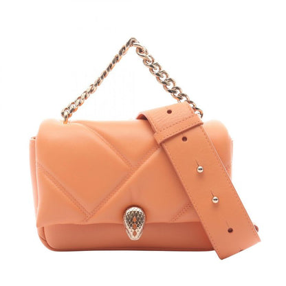 Bvlgari Bvlgari Handbag Serpenti Cabochon Coral Orange Leather Serpenti