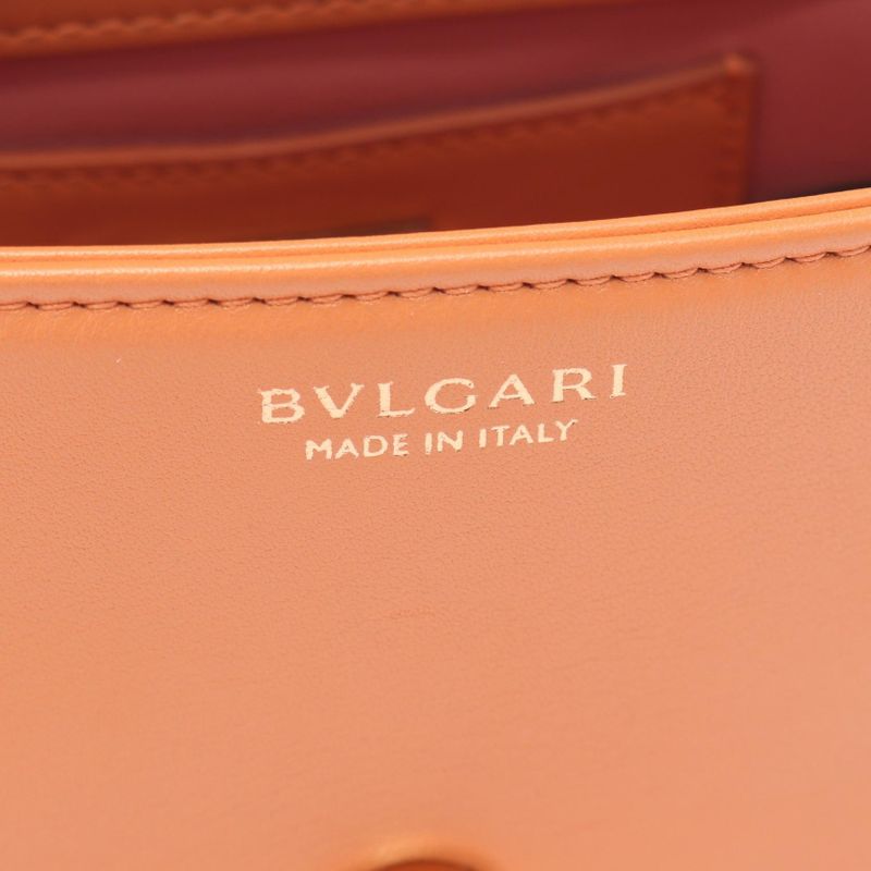 Bvlgari Bvlgari Handbag Serpenti Cabochon Coral Orange Leather Serpenti
