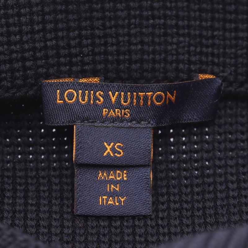 Louis Vuitton Dress Navy Beige Wool Knit Dress Women's Used a