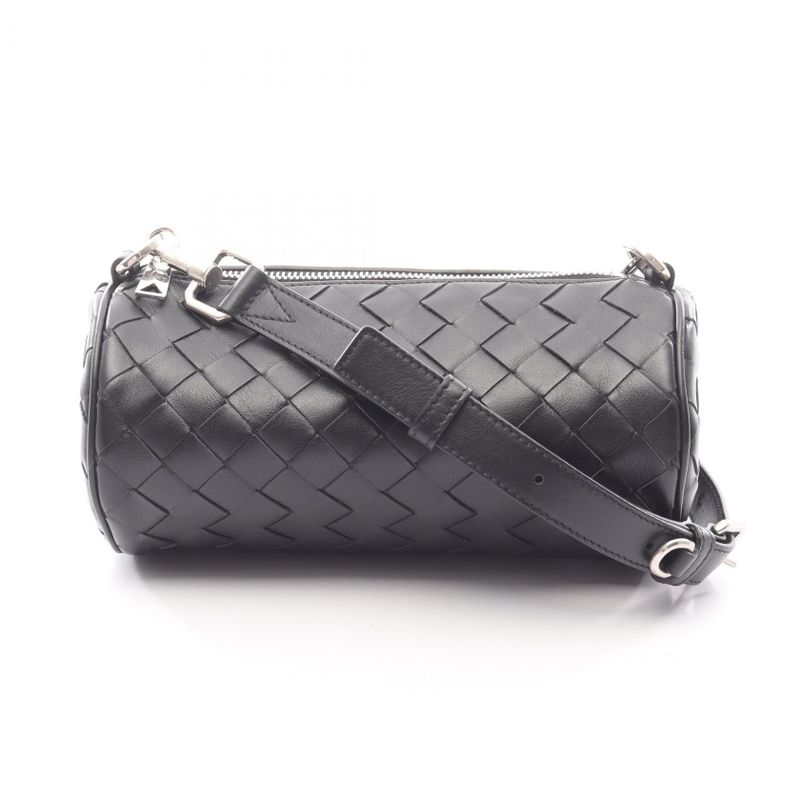 Bottega Veneta Shoulder Bag Intrecciato Barrel 777391 Black Leather Intrecciato