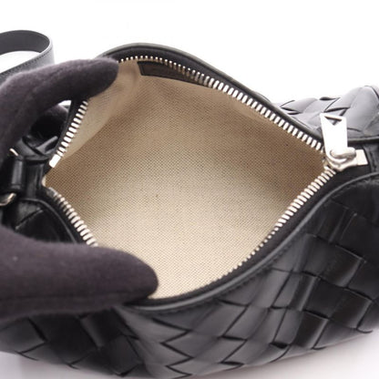 Bottega Veneta Shoulder Bag Intrecciato Barrel 777391 Black Leather Intrecciato