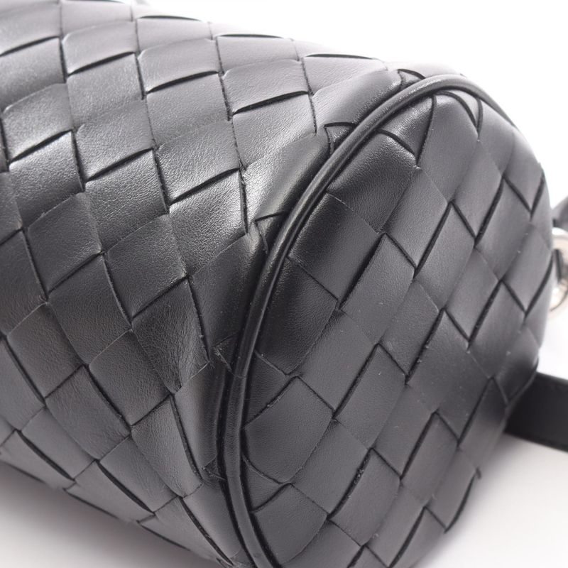 Bottega Veneta Shoulder Bag Intrecciato Barrel 777391 Black Leather Intrecciato