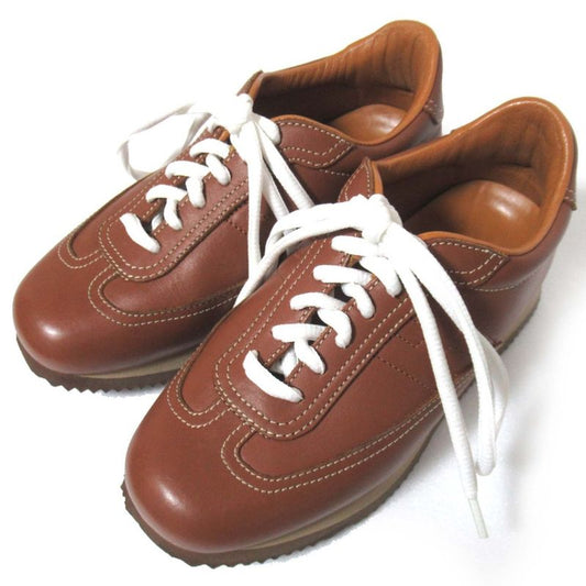 Hermes Leather Quick Sneakers Size 34 21cm (8.27in) Equivalent Brown Women's
