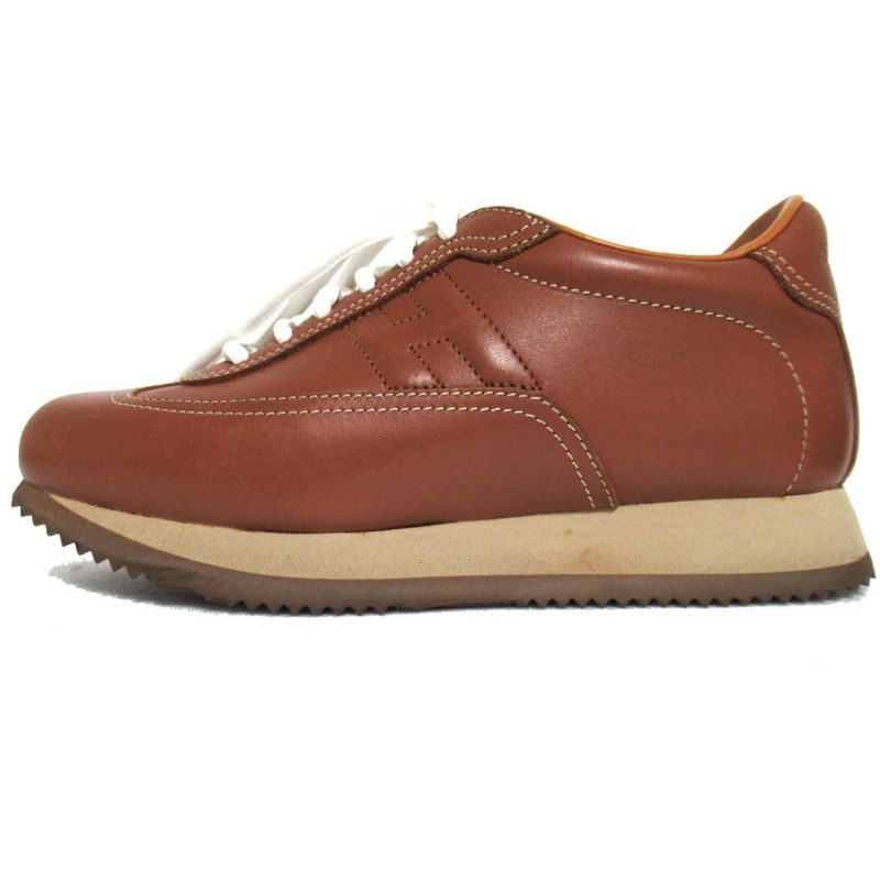 Hermes Leather Quick Sneakers Size 34 21cm (8.27in) Equivalent Brown Women's