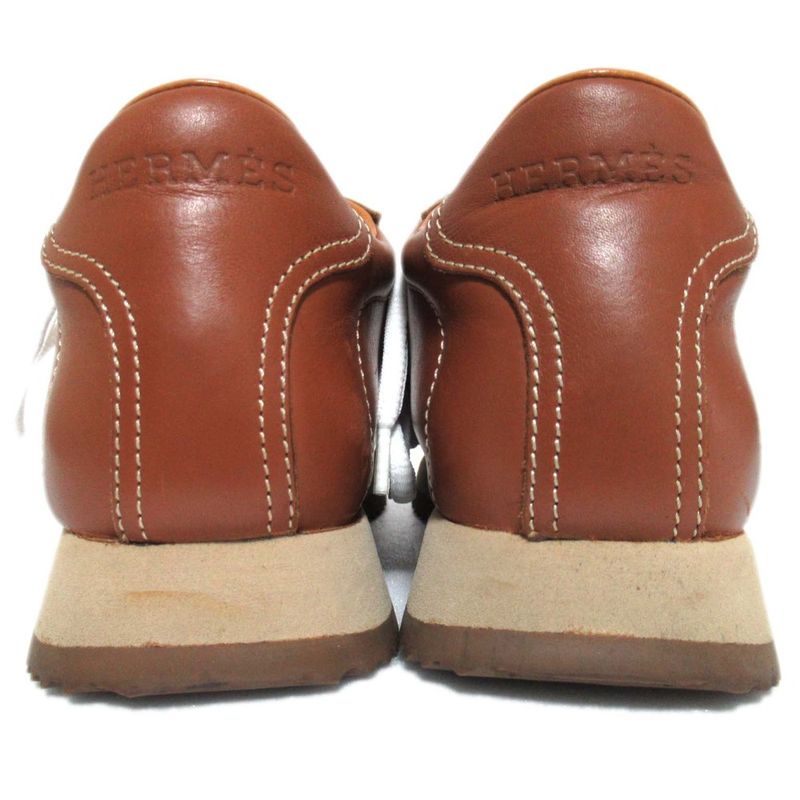 Hermes Leather Quick Sneakers Size 34 21cm (8.27in) Equivalent Brown Women's