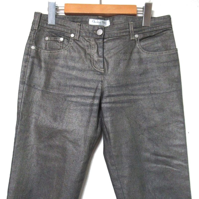 Good Christian DIOR Zip Up Hem Cording Denim Pants Jeans F38 Metallic Gray