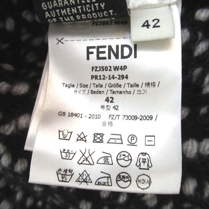 Fendi Wool Cashmere Mixed Knit Bolero Jacket 42 Size Gray Black Women Used