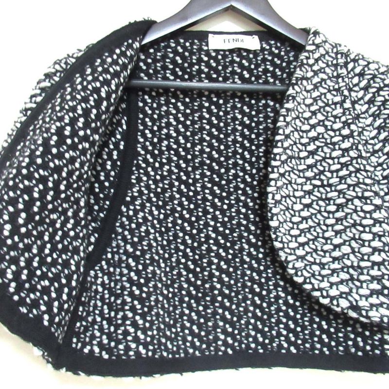 Fendi Wool Cashmere Mixed Knit Bolero Jacket 42 Size Gray Black Women Used