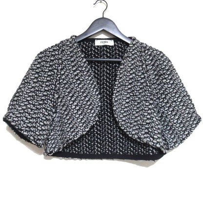 Fendi Wool Cashmere Mixed Knit Bolero Jacket 42 Size Gray Black Women Used