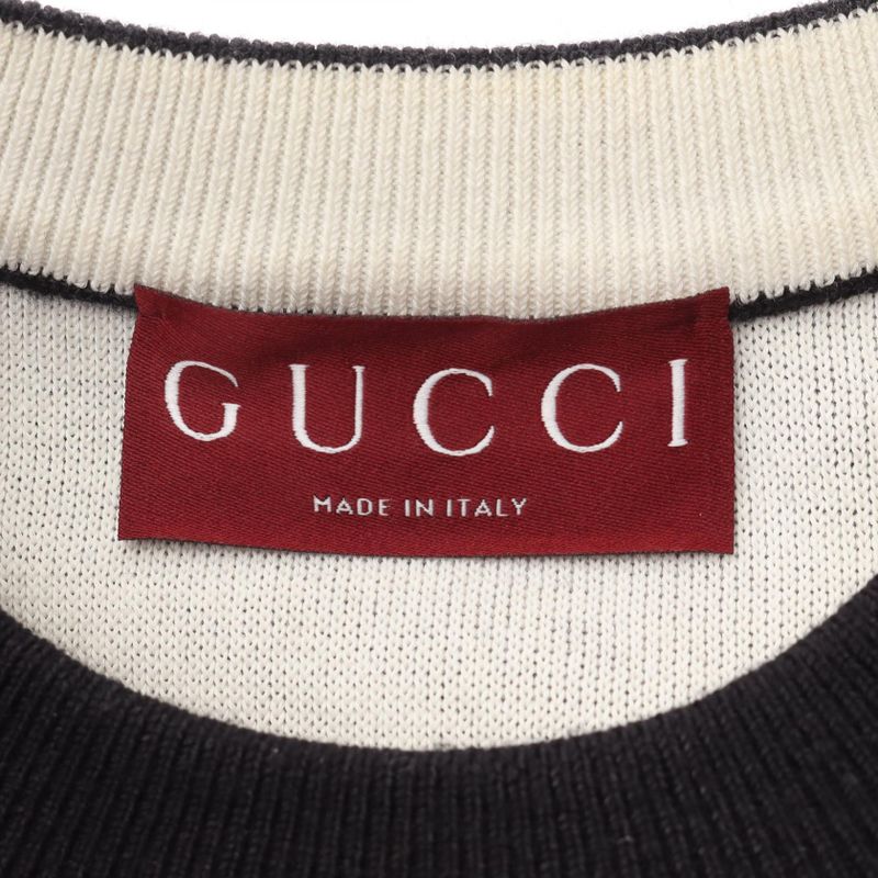 Gucci Dress Logo Intarsia 789679 Black Cotton Wool Dress Women Used C