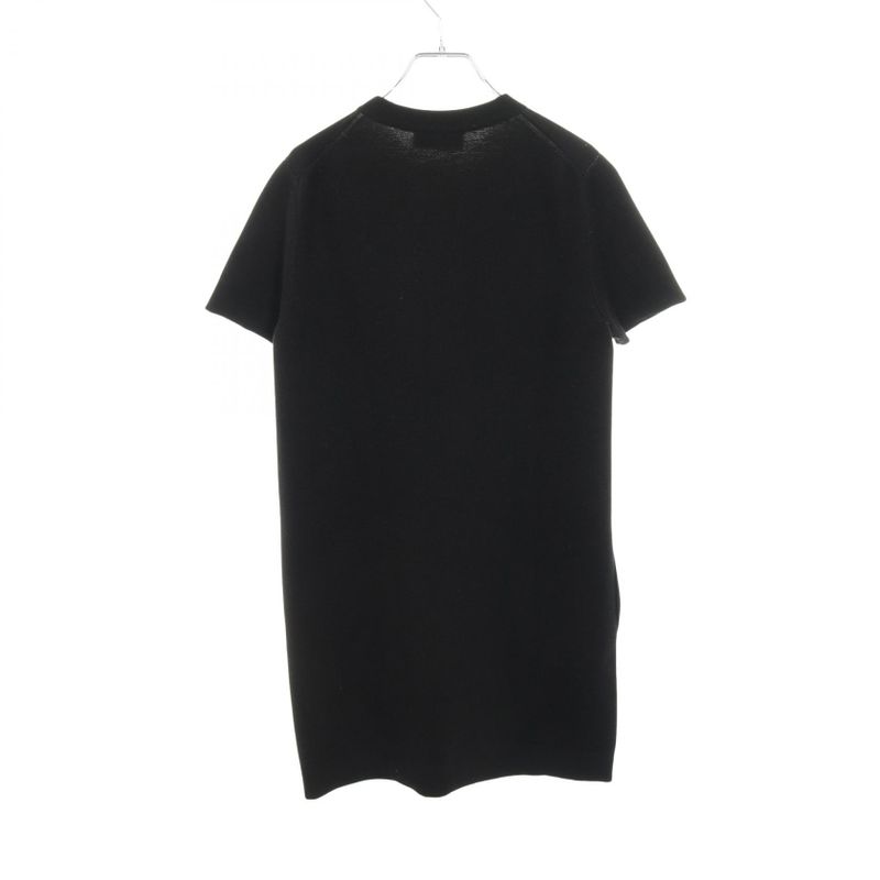 Gucci Dress Logo Intarsia 789679 Black Cotton Wool Dress Women Used C