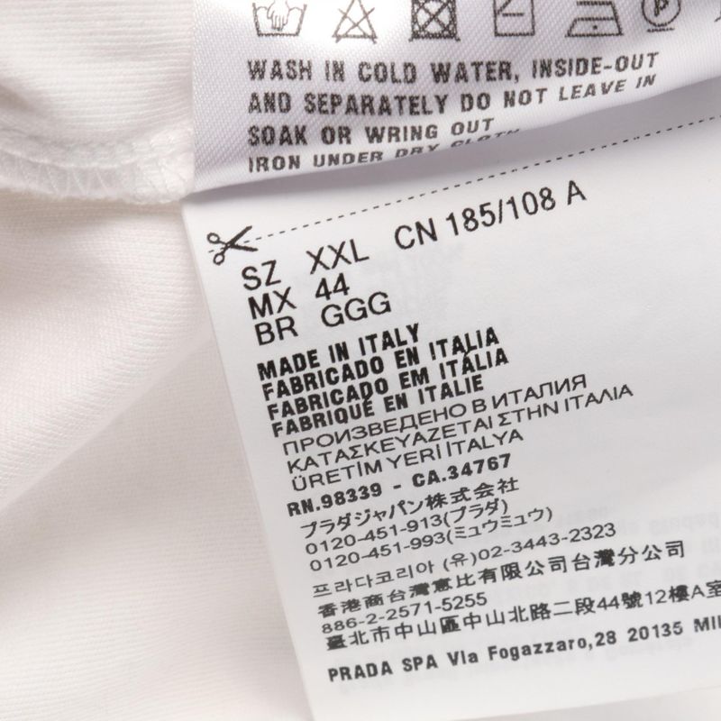 Prada Cut and Sewn Triangle Logo Ujn861 Cotton T-Shirt Men's Used B