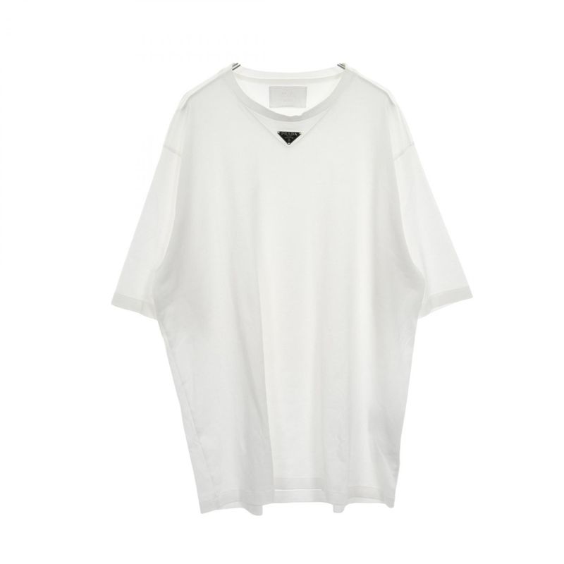 Prada Cut and Sewn Triangle Logo Ujn861 Cotton T-Shirt Men's Used B