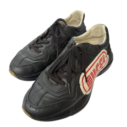 Gucci Lytton Leather Logo Low Cut Sneakers 7 26cm (10.24in) Equivalent Black