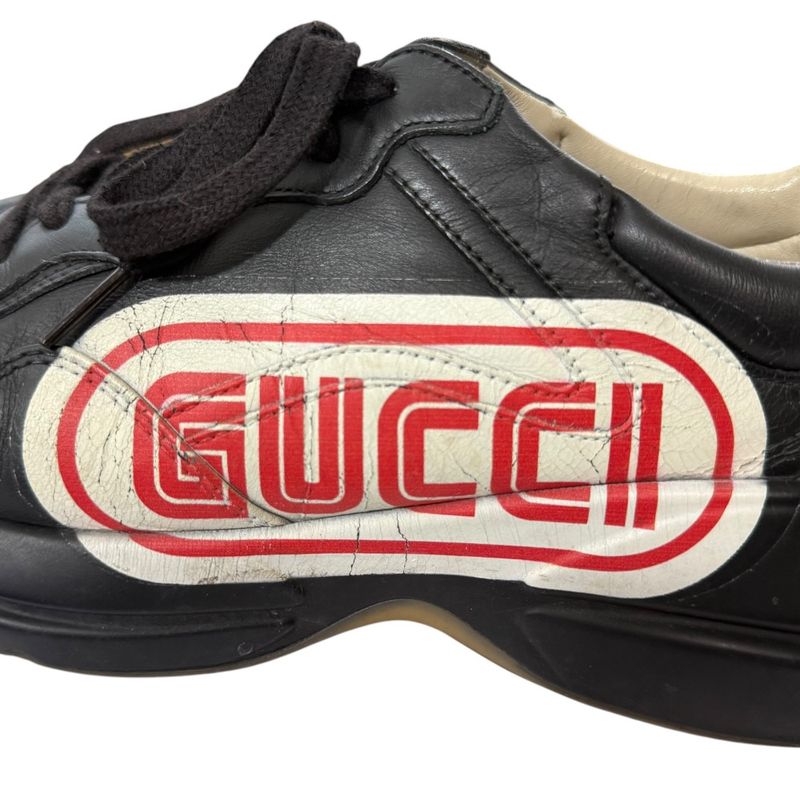Gucci Lytton Leather Logo Low Cut Sneakers 7 26cm (10.24in) Equivalent Black