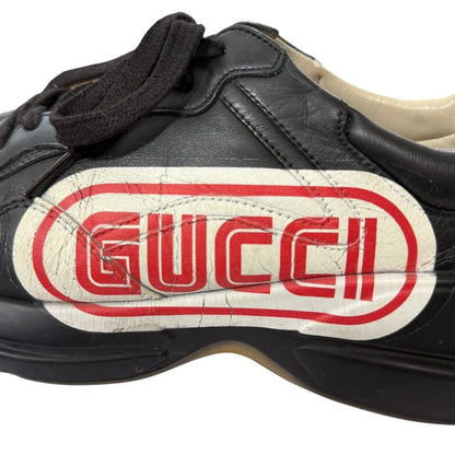 Gucci Lytton Leather Logo Low Cut Sneakers 7 26cm (10.24in) Equivalent Black