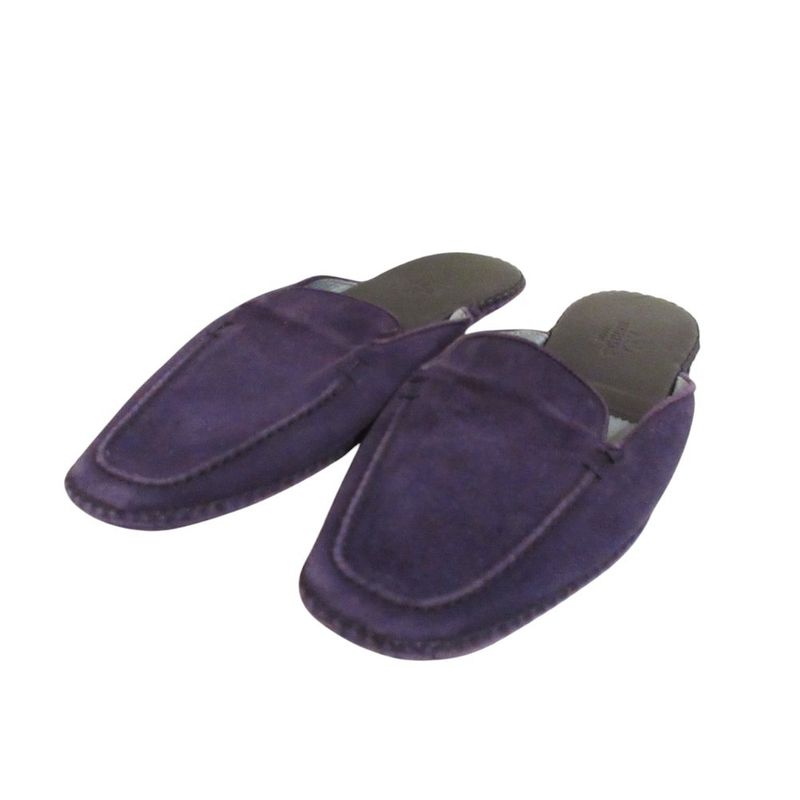 Good Hermes Suede Flat Slippers 35 22.5cm (8.86in) Equivalent Purple Women's