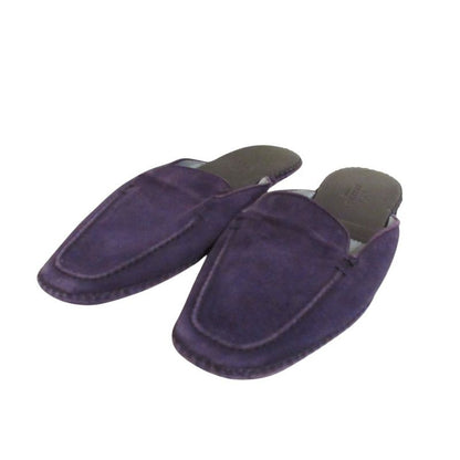Good Hermes Suede Flat Slippers 35 22.5cm (8.86in) Equivalent Purple Women's