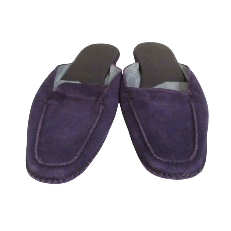 Good Hermes Suede Flat Slippers 35 22.5cm (8.86in) Equivalent Purple Women's