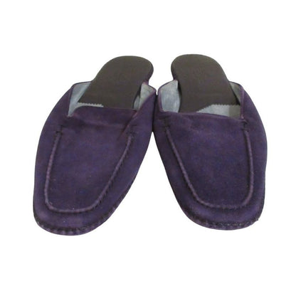 Good Hermes Suede Flat Slippers 35 22.5cm (8.86in) Equivalent Purple Women's