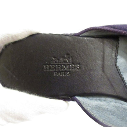 Good Hermes Suede Flat Slippers 35 22.5cm (8.86in) Equivalent Purple Women's
